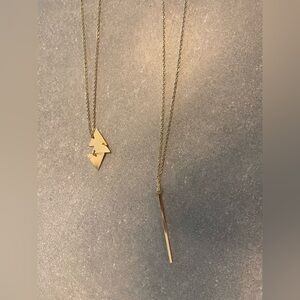 Gold Geometric Pendant Necklace set